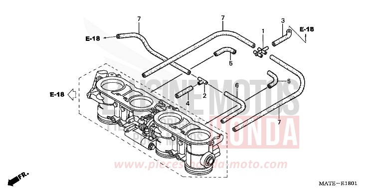 THROTTLE BODY (TUBING) for Super Blackbird ACCURATE SILVER METALLIC (NH146E) from 2005